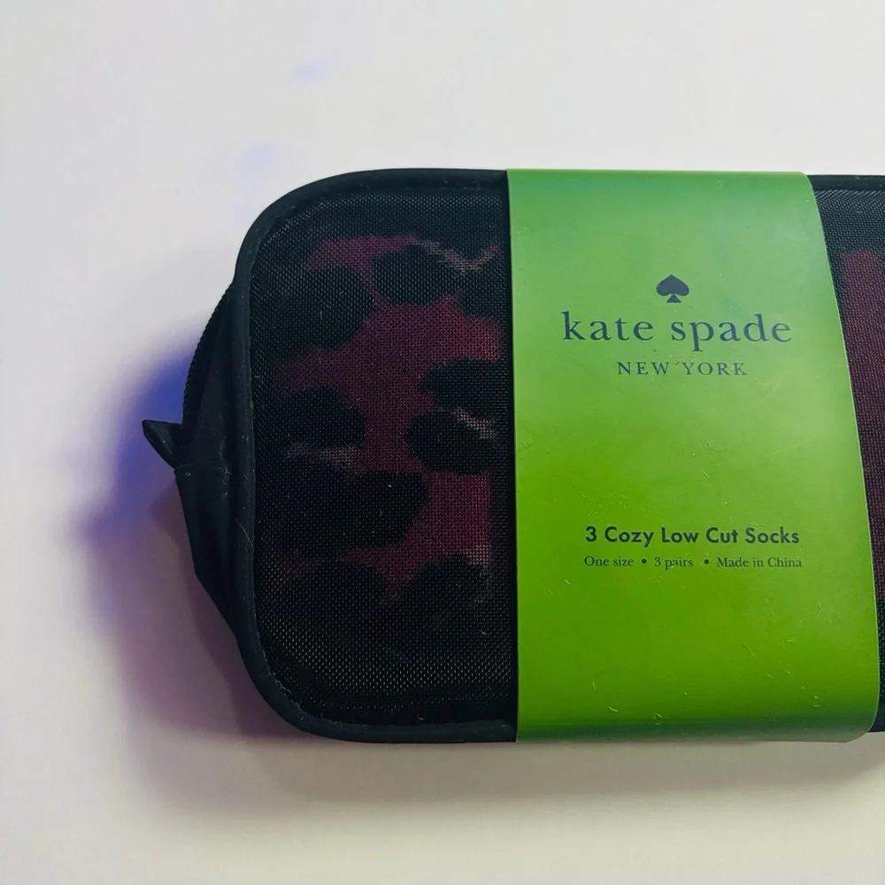Kate Spade | Pack of 3 Cozy Low Cut Socks One Size Holiday Set Pink & Black NWT